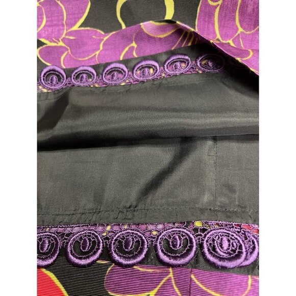 Anthropologie Leifsdottir Black Purple Floral Winter Peony Sheath Casual Dress S - Picture 9 of 12